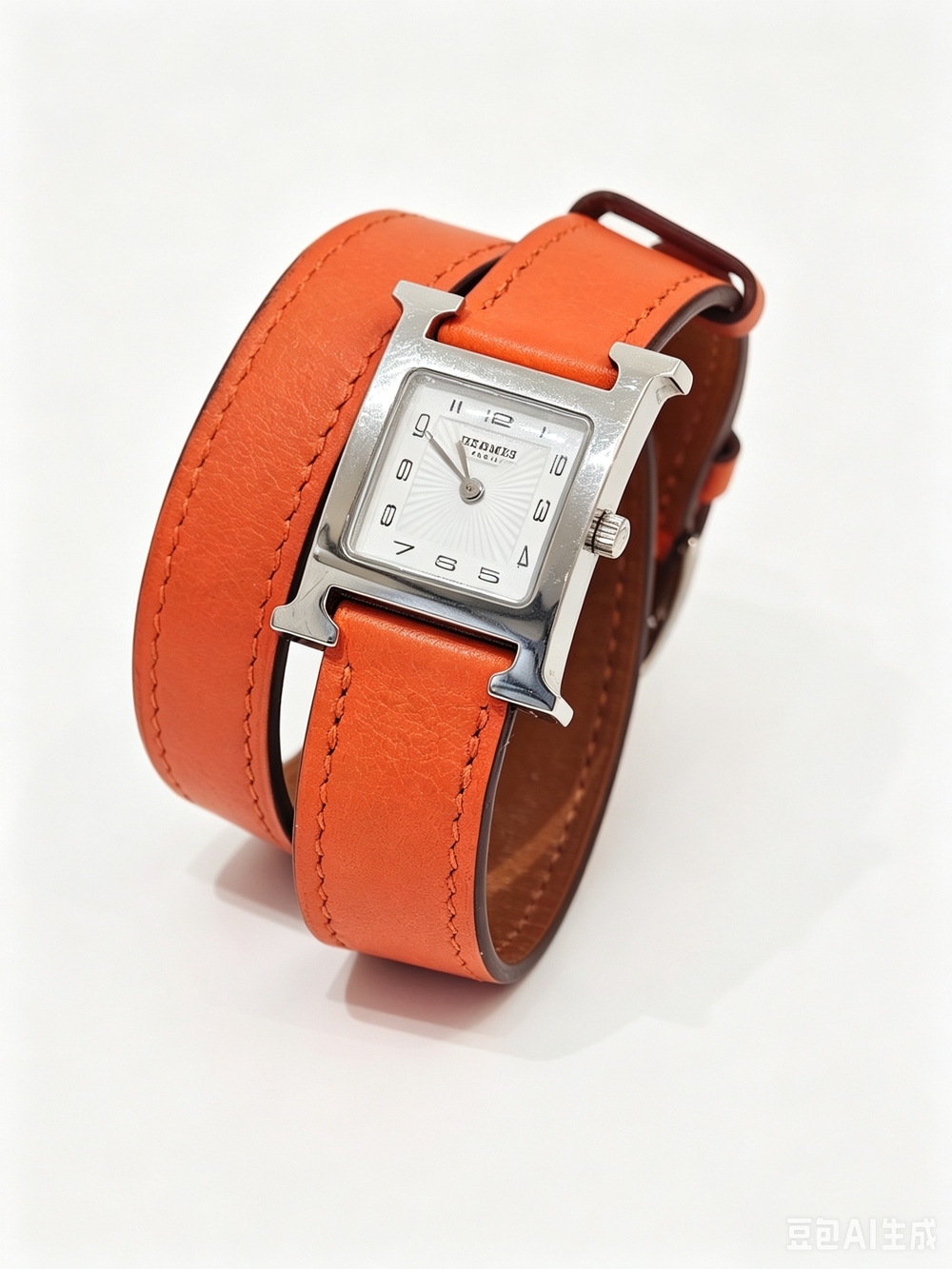 Hermes Double Wrap Leather Watch in Orange